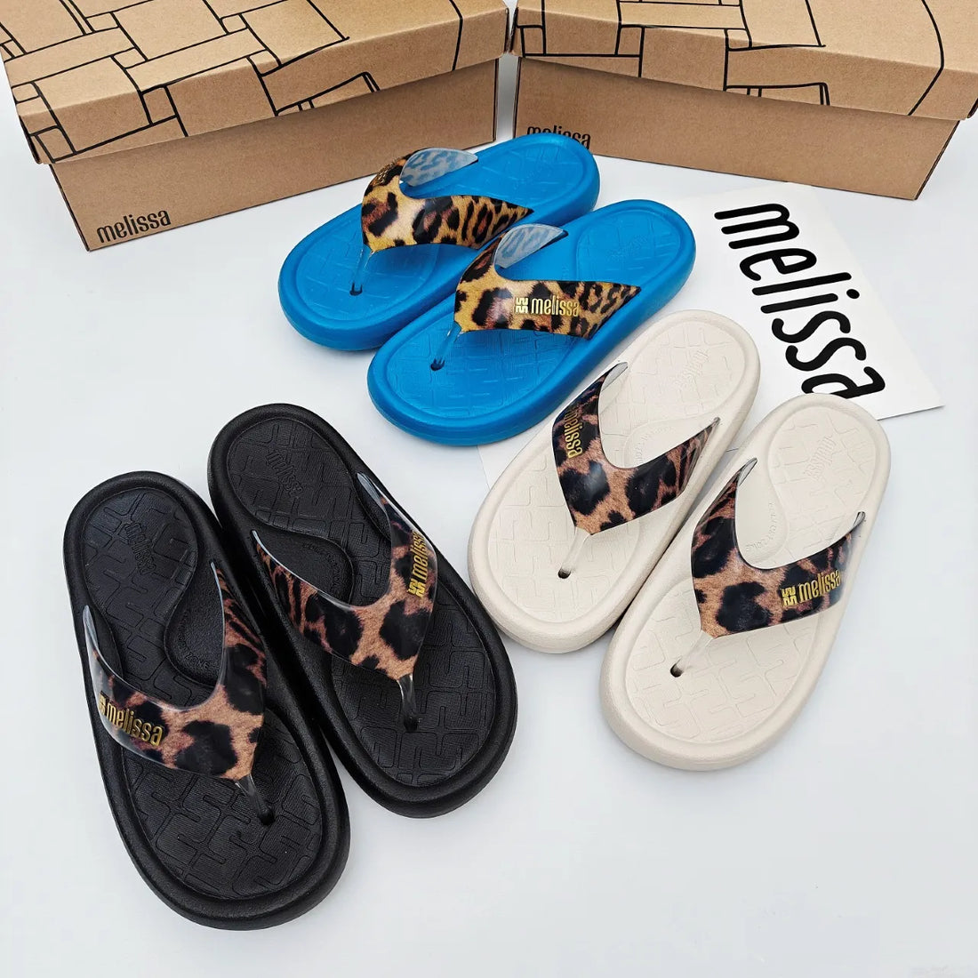 Melissa Station Leopard Print Flip-Flops