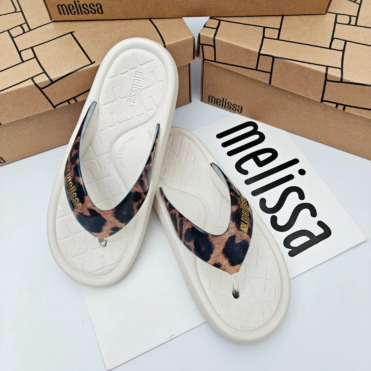 Melissa Station Leopard Print Flip-Flops