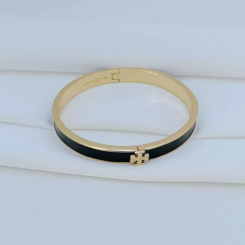 T-Luxe Gilded Enamel Hinge Cuff Bracelet