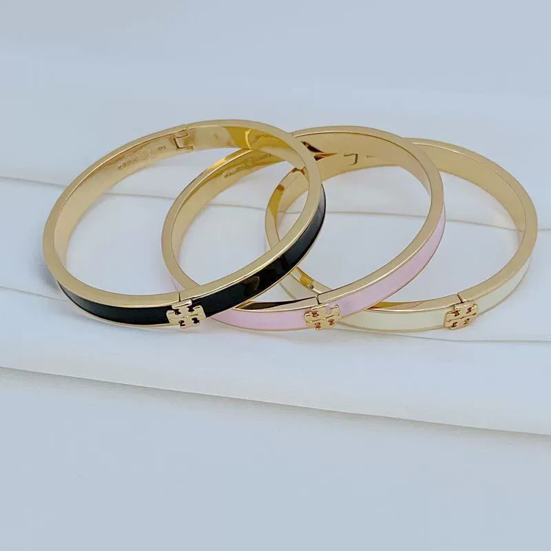 T-Luxe Gilded Enamel Hinge Cuff Bracelet