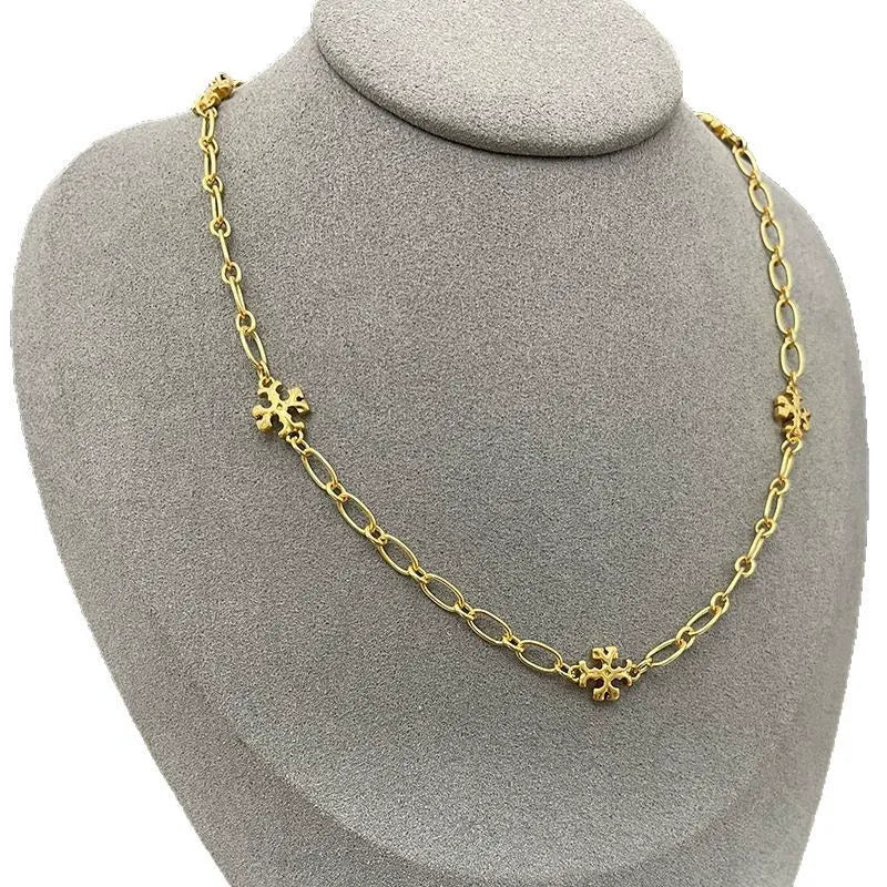 T-Luxe Gilded Emblem Station Necklace