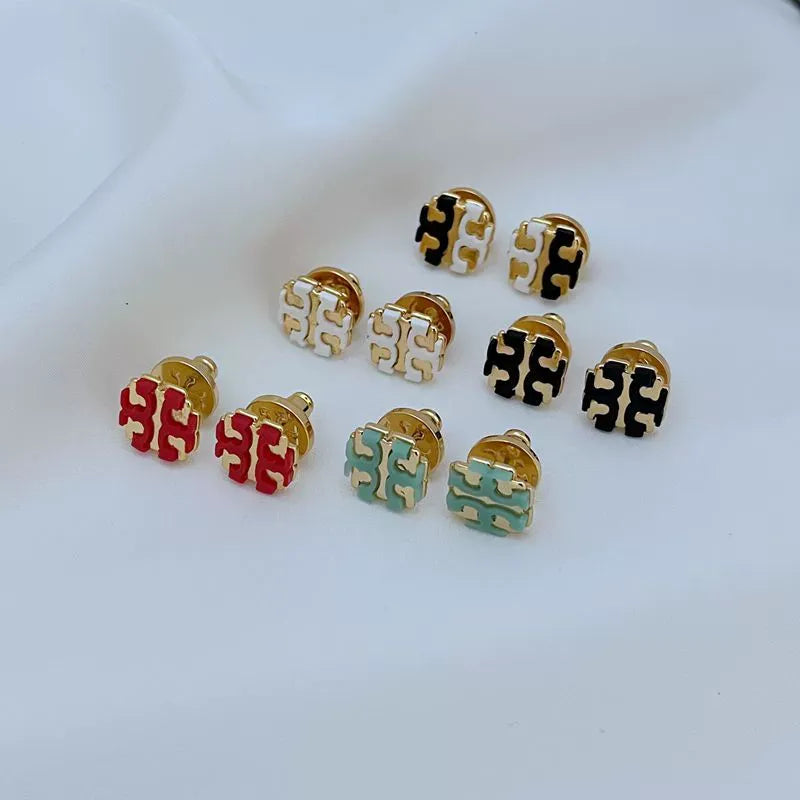 T-Luxe Chroma Emblem Stud Earrings