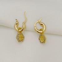 T-Luxe Hexagon Pavé Halo Hoop Earrings