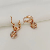 T-Luxe Hexagon Pavé Halo Hoop Earrings