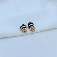T-Luxe Monochrome Ribbon Globe Stud Earrings