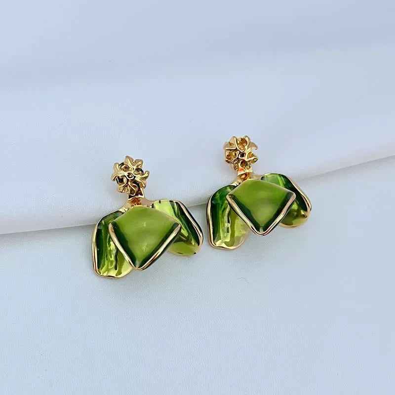 T-Luxe Gilded Petal Shield Drop Earrings