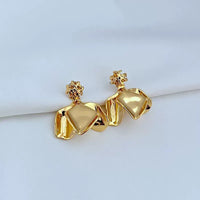 T-Luxe Gilded Petal Shield Drop Earrings
