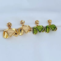 T-Luxe Gilded Petal Shield Drop Earrings
