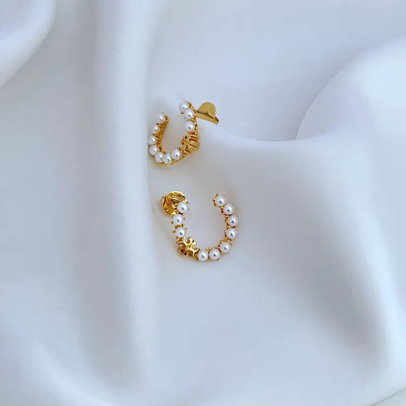 T-Luxe Blush Pearl Orbit Hoop Earrings