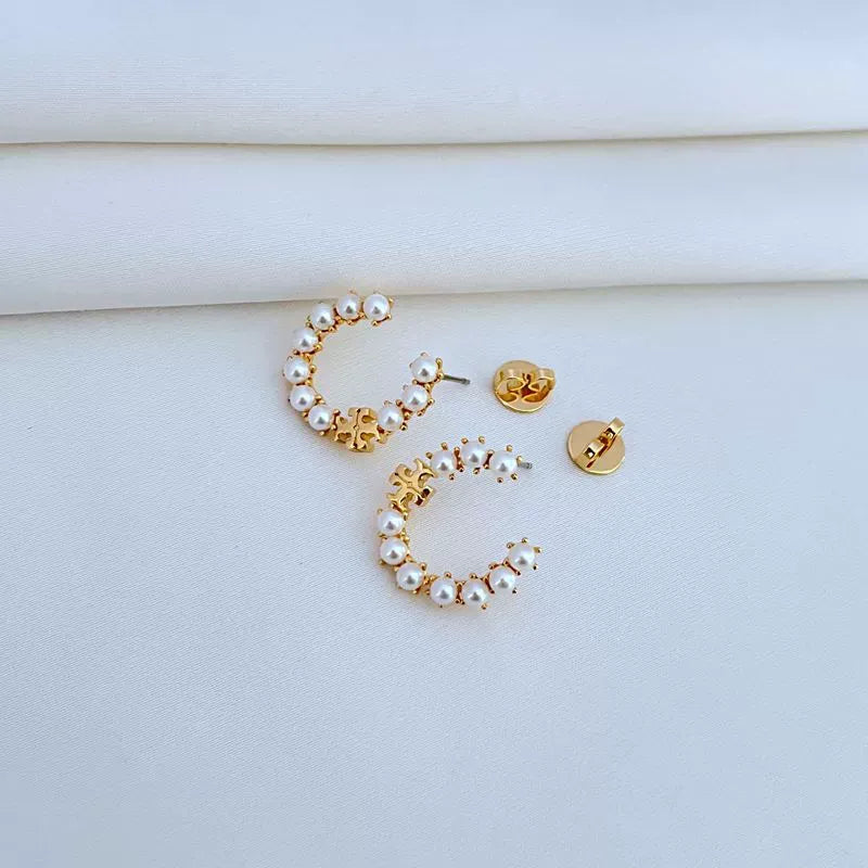 T-Luxe Blush Pearl Orbit Hoop Earrings