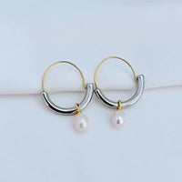 T-Luxe Duo Horizon Pearl Hoop Earrings