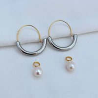 T-Luxe Duo Horizon Pearl Hoop Earrings