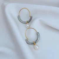 T-Luxe Duo Horizon Pearl Hoop Earrings