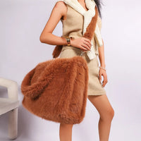 Teddy Feels Carryall Plush Tote Handbag