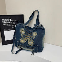 Mariposa Grunge Denim Tote Bag