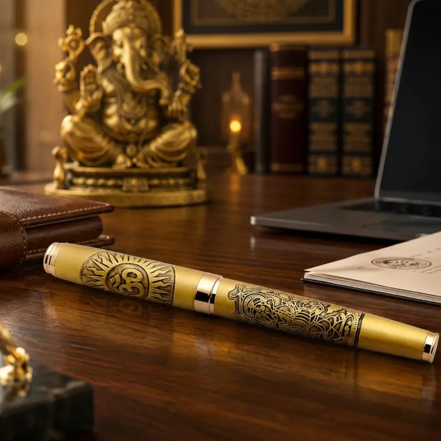 Lord Ganesha Engraved Roller Ball Pen