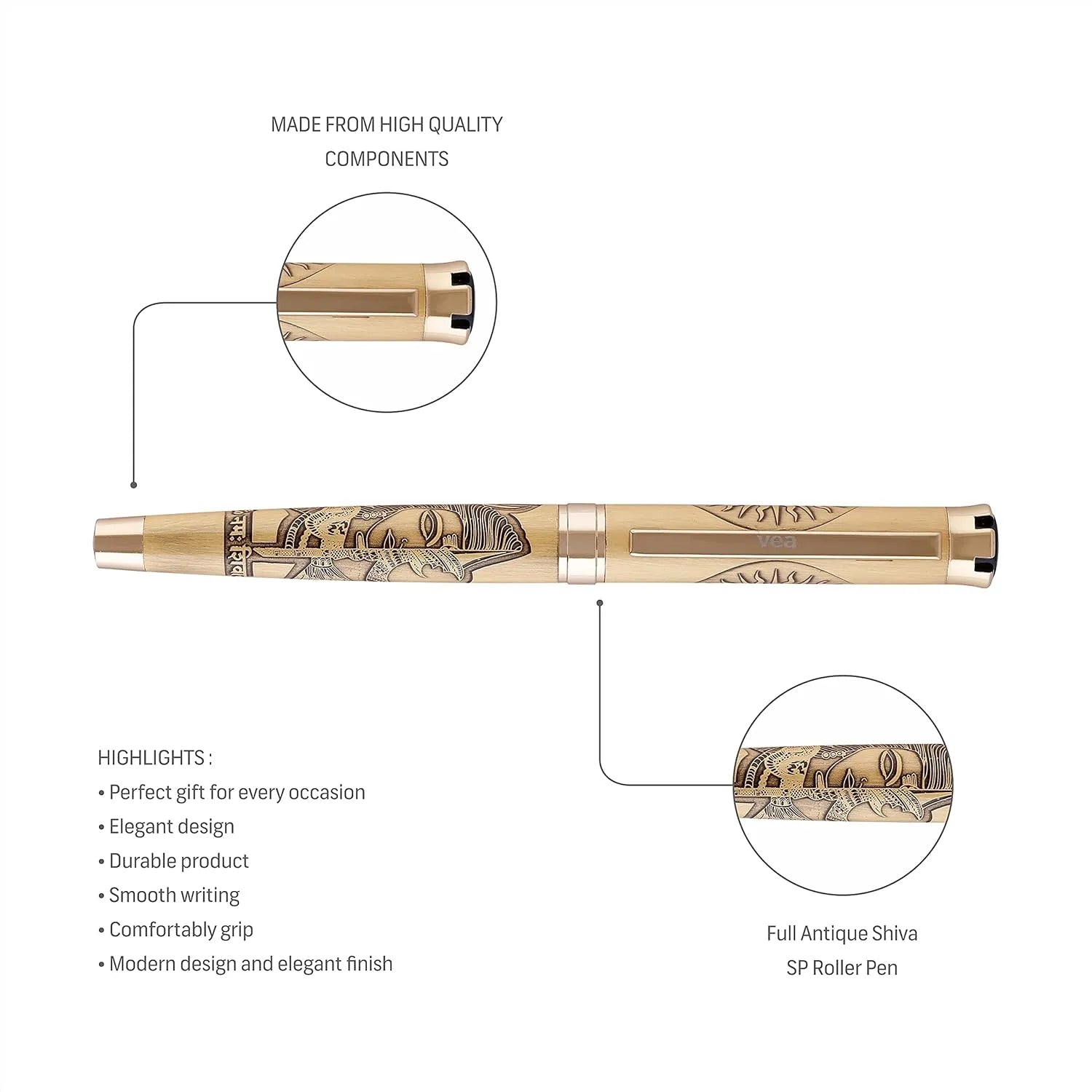 Mahadev Divine Brass Rollerball Pen