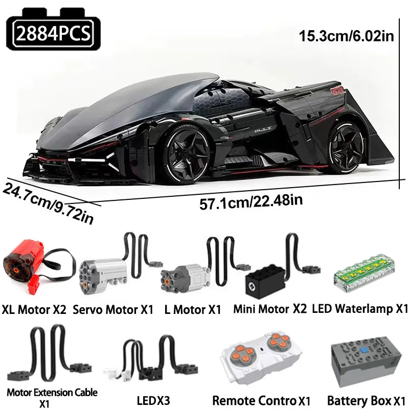 Raceforge Stealth Hypercar Building Blocks (2884 Pcs)