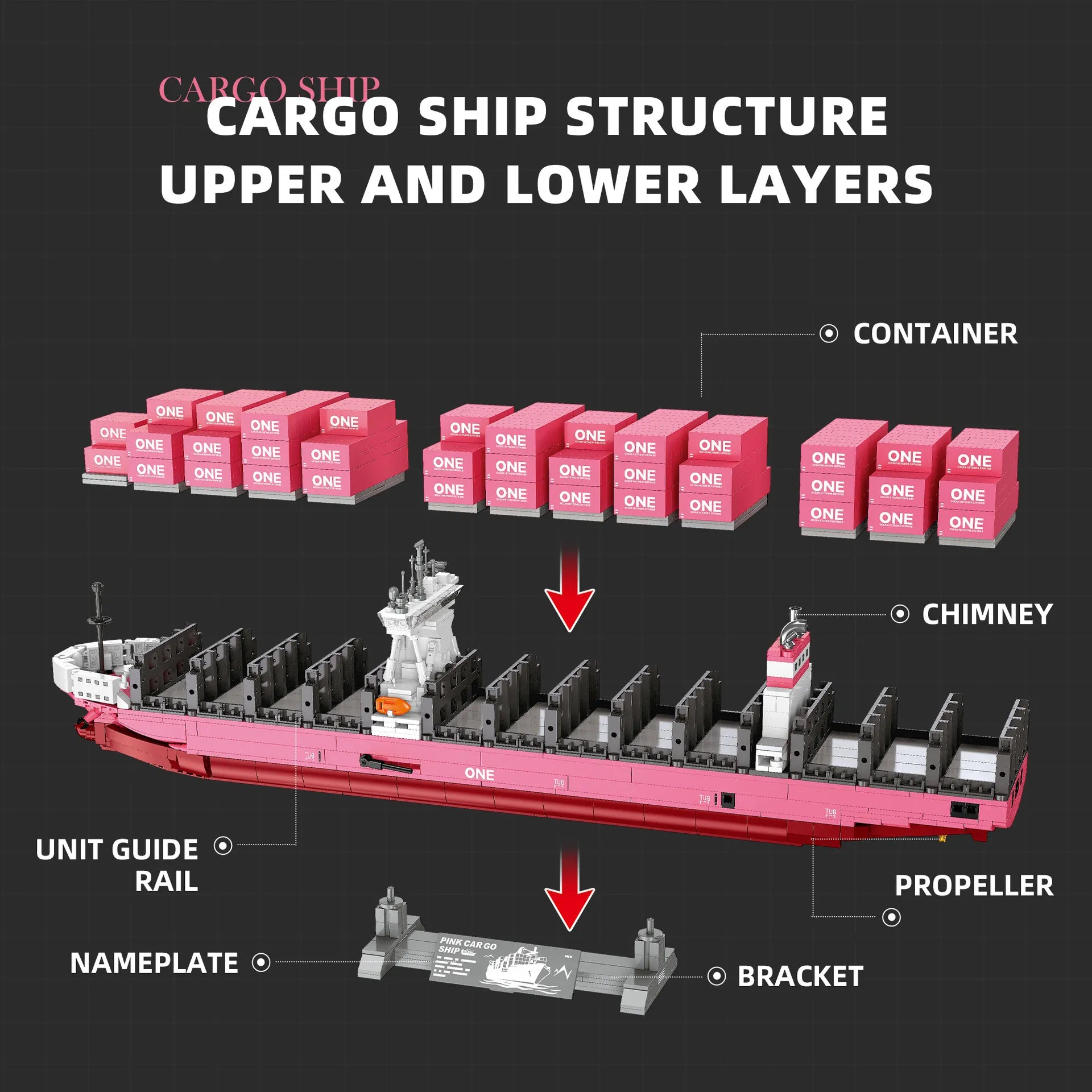 JIE STAR Freight Container Ship Building Blocks (1168 Pcs)