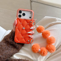 Plush Pom Quilted Glam Phone Case (For iPhones)