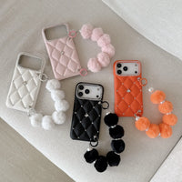 Plush Pom Quilted Glam Phone Case (For iPhones)