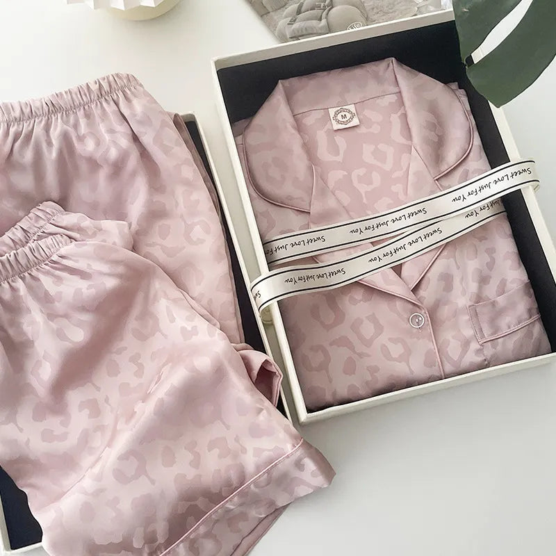 Blush Leopard Satin Lounge Set