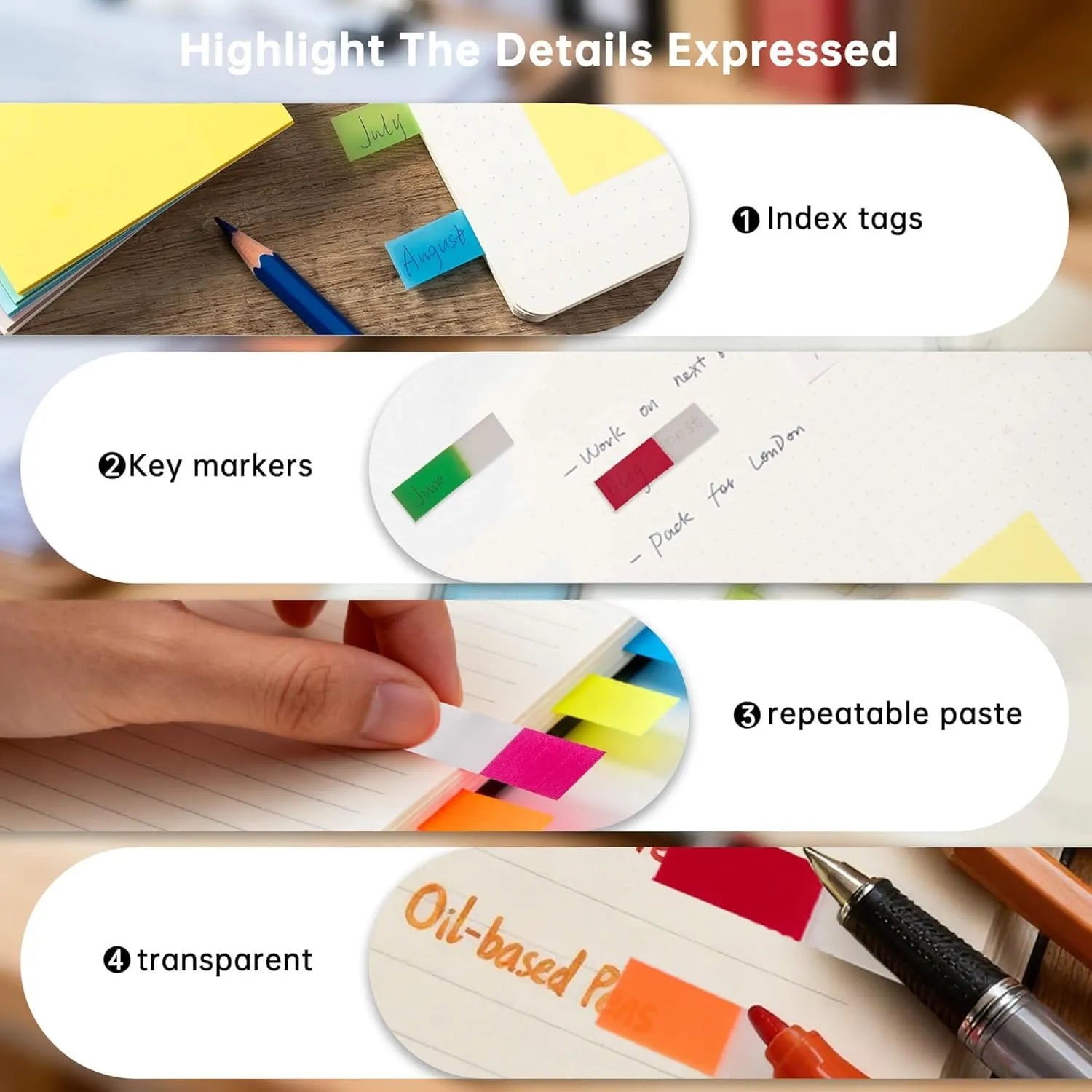 Studygram Transparent Book Sticky Tabs
