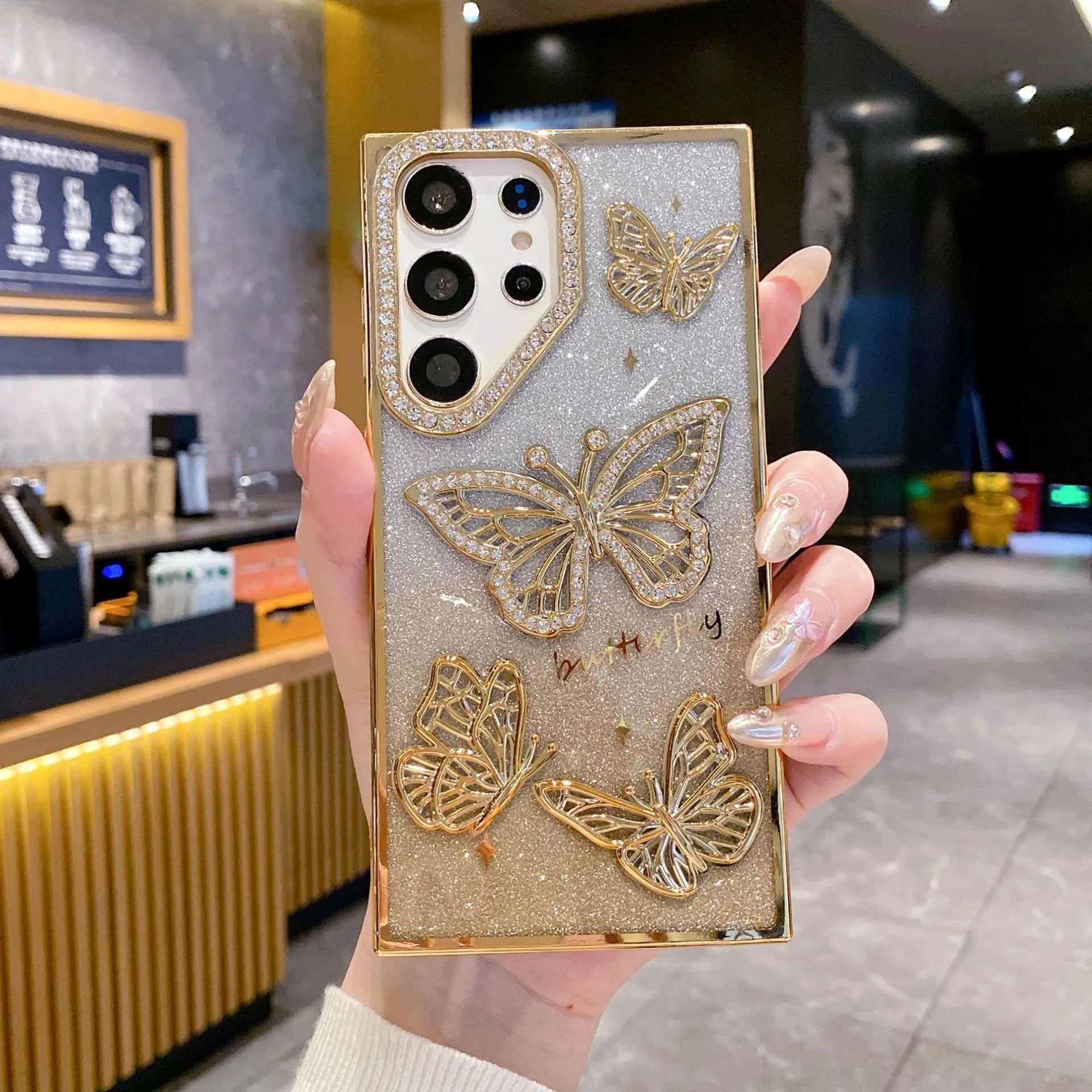 Sparkle Butterfly Charm Phone Case (For Samsung)