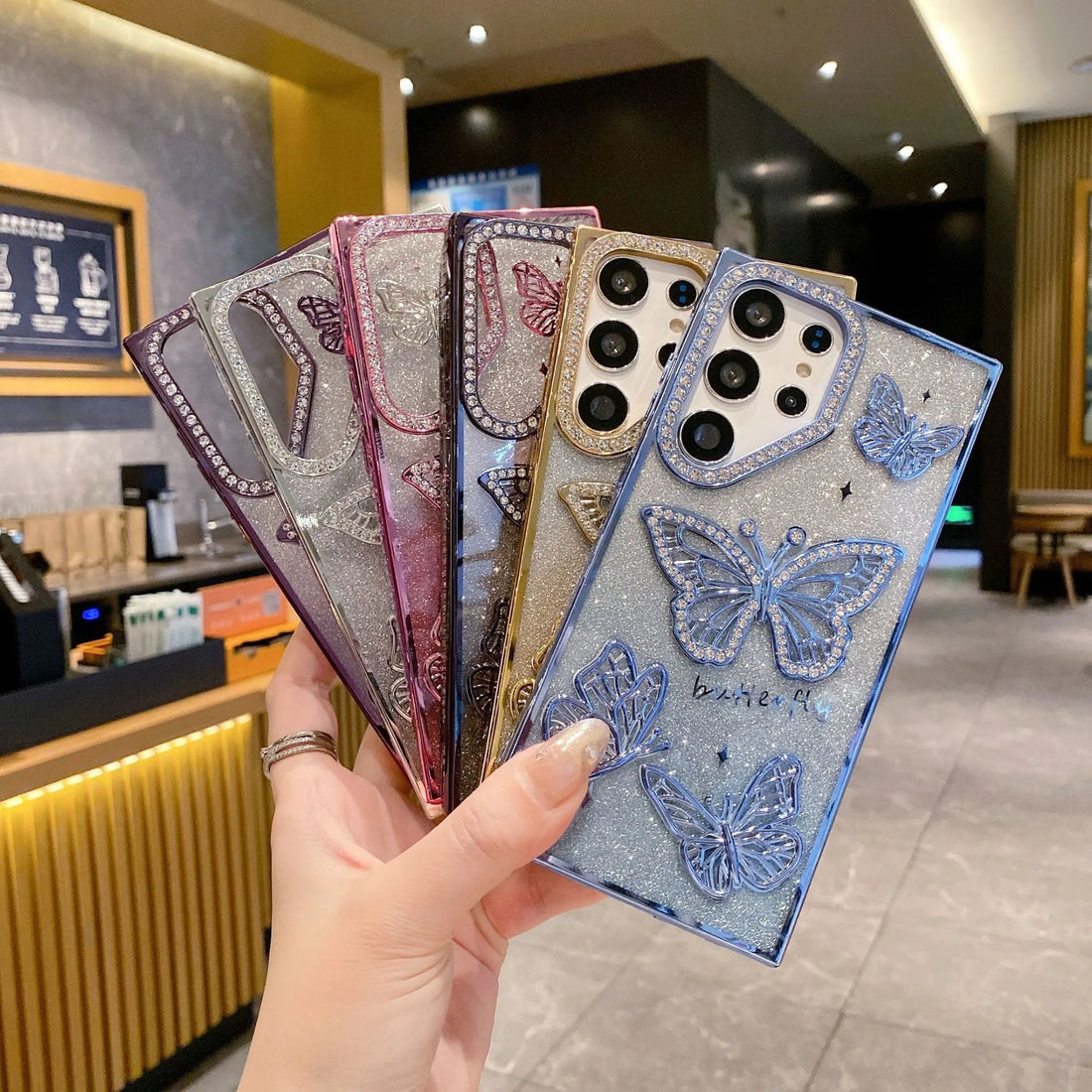 Sparkle Butterfly Charm Phone Case (For Samsung)