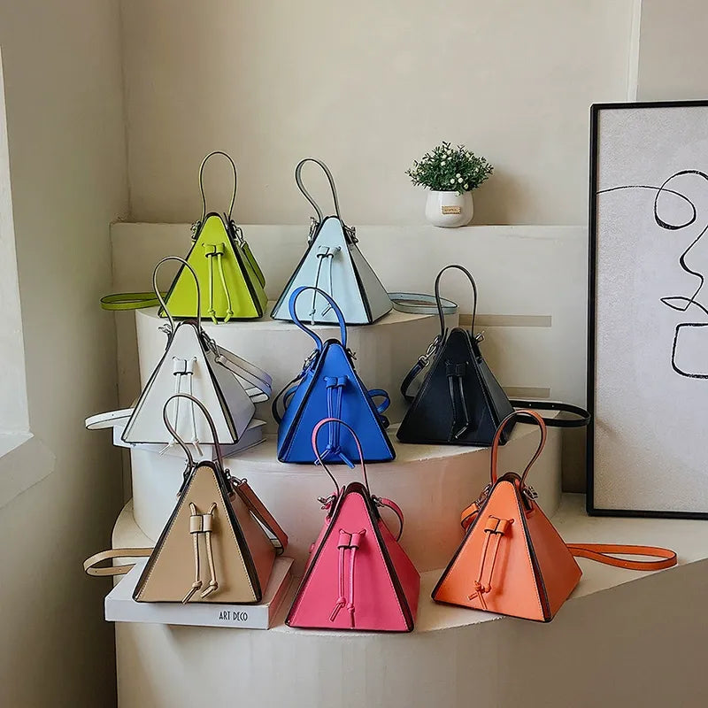 Geometric Pyramid Drawstring Mini Bag