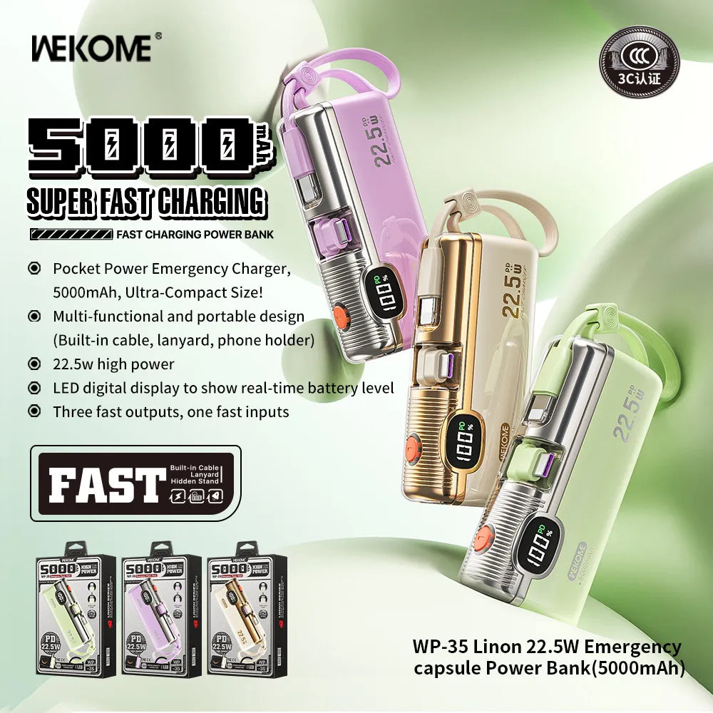 WEKOME WP-35 Linon Capsule Power Bank (5000 mAh)