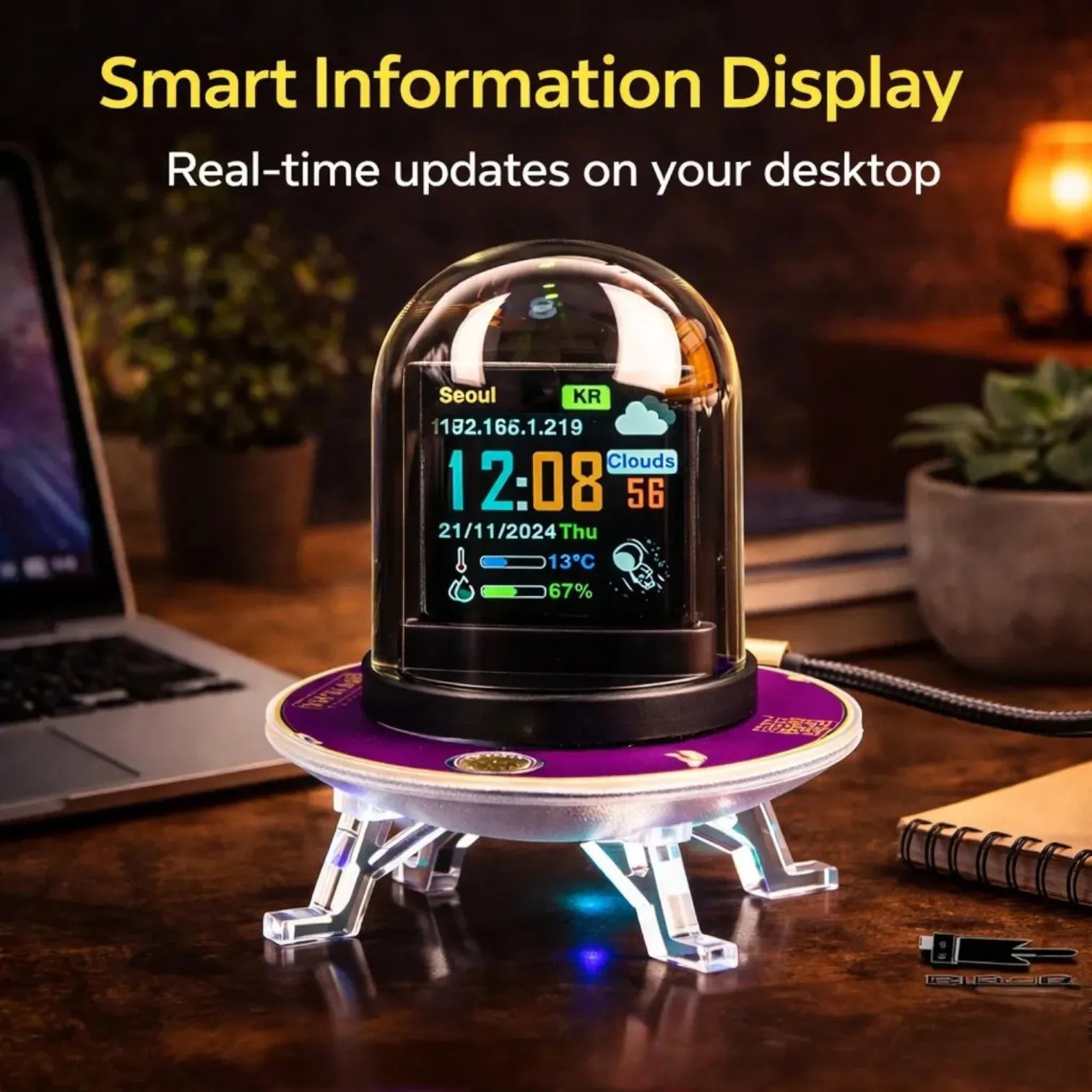 UFO Nixie Tube Desk Clock