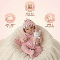 Lifelike Reborn Pink Dino Baby Doll (45 cm)