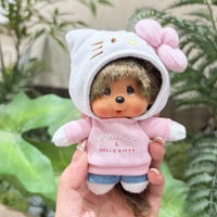 Hello Kitty x Monchhichi Plush Keychain Charm