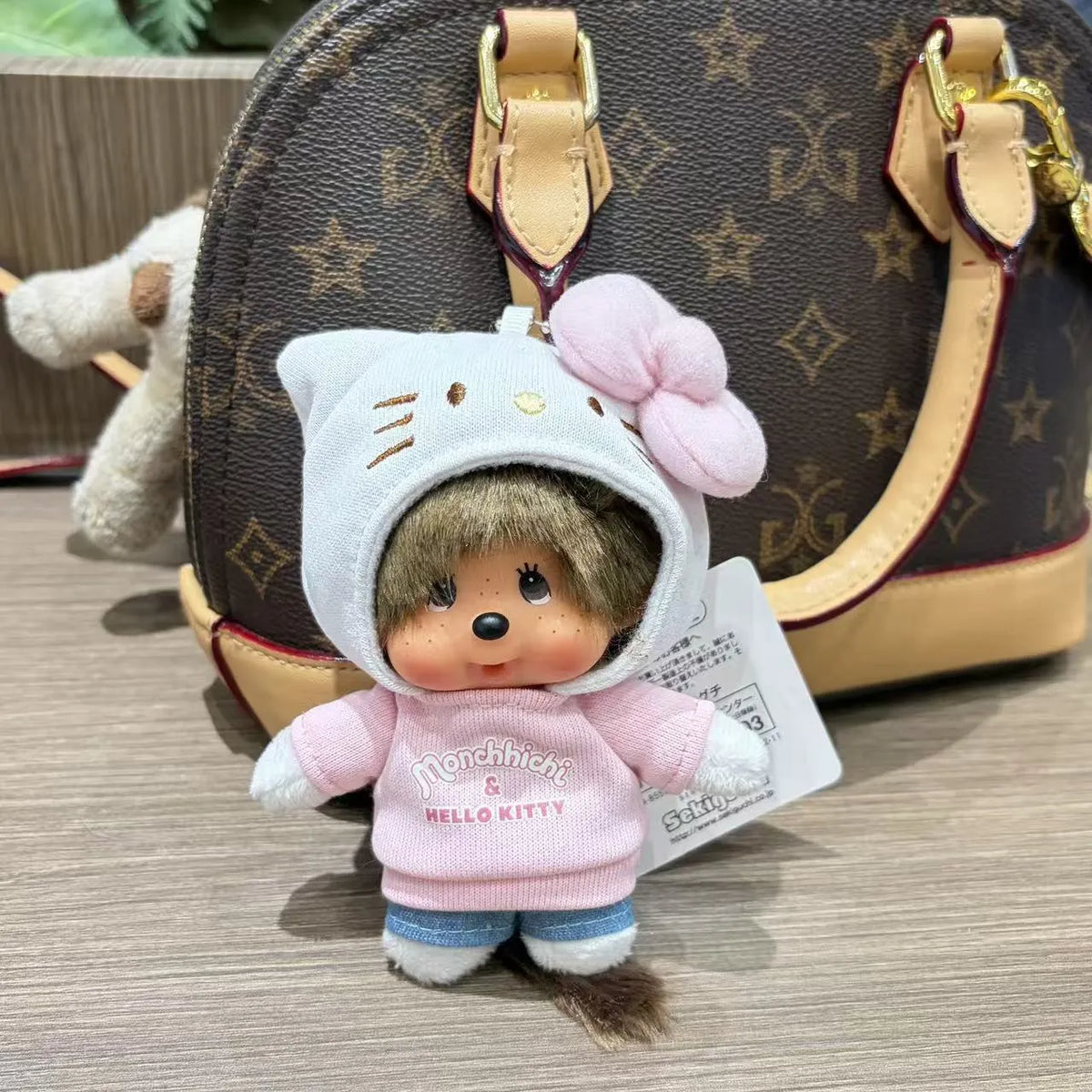 Hello Kitty x Monchhichi Plush Keychain Charm