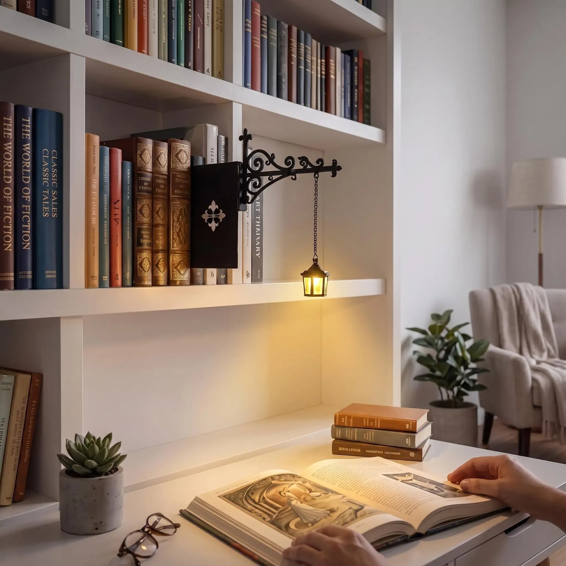 Gothic Bookshelf Lantern Shaped Light