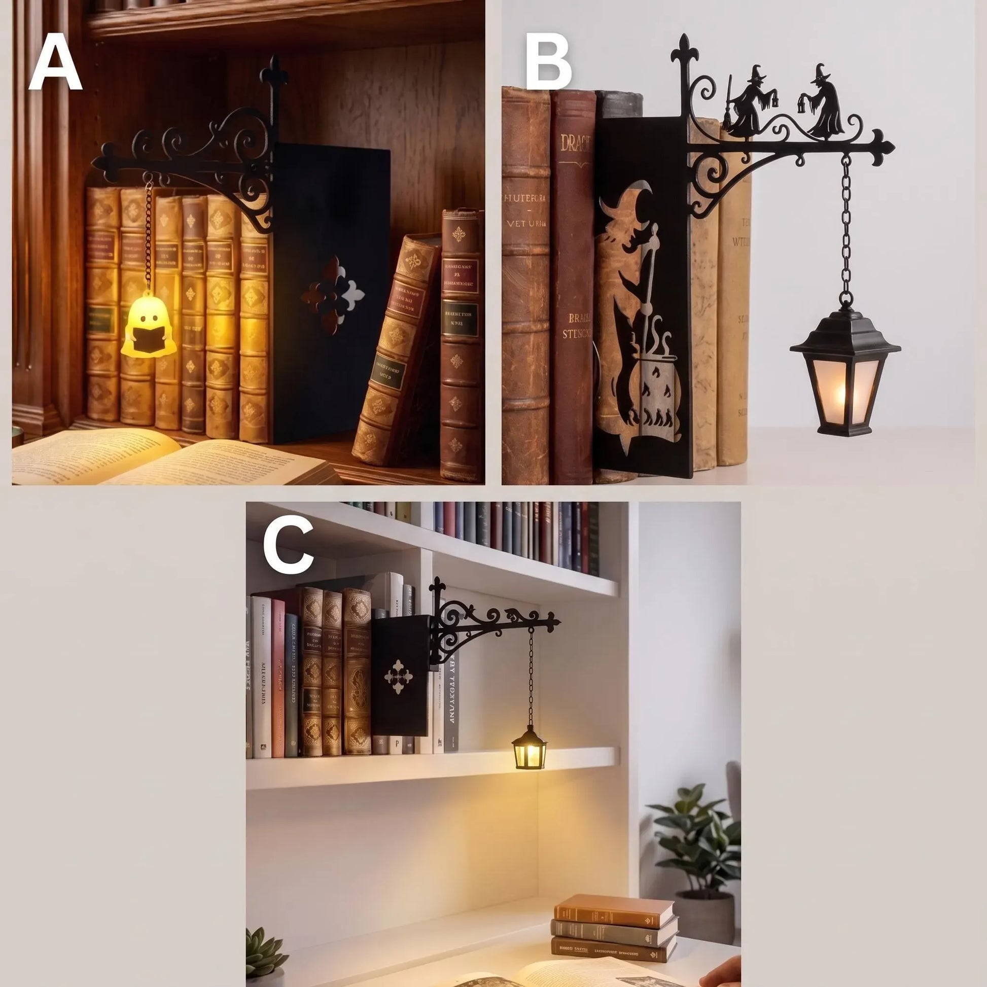 Gothic Bookshelf Lantern Shaped Light