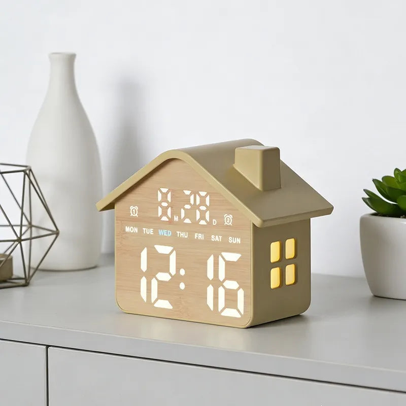Cottagecore House Shaped Digital LED Alarm Clock