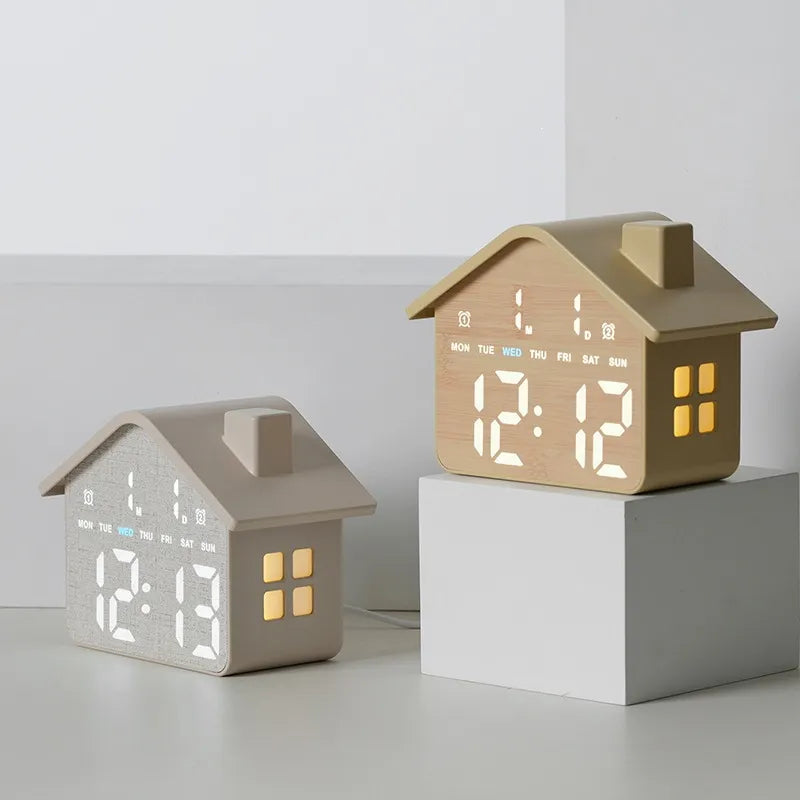 Cottagecore House Shaped Digital LED Alarm Clock