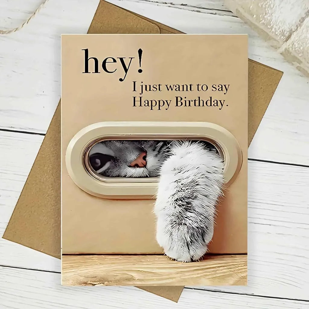 Pop-Out 3D Cat Mailbox Birthday Card with Envelope