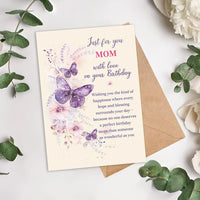 Purple Butterfly Mom Birthday Greeting Card