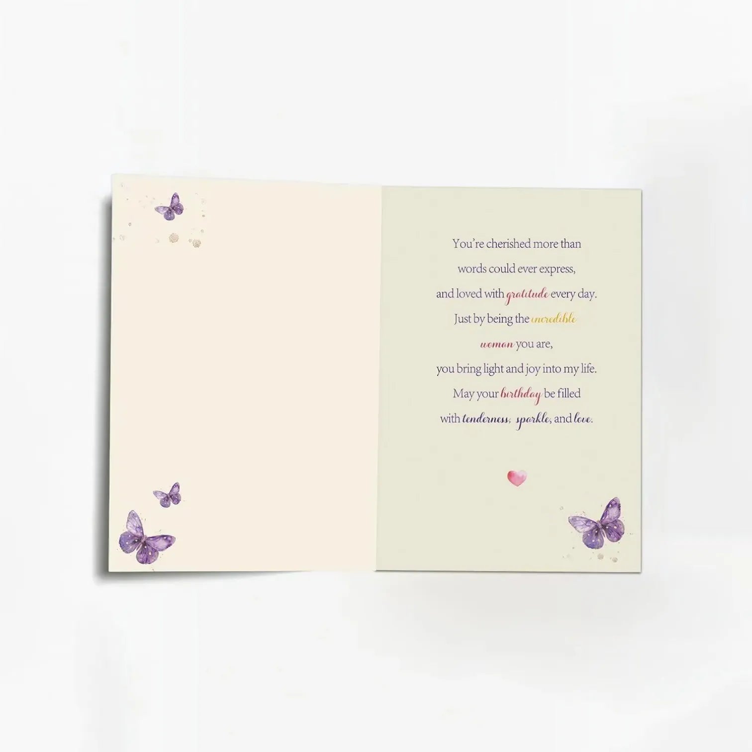 Purple Butterfly Wife's Birthday Greeting Card