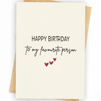 Minimalist Favourite Person Birthday Greeting Card