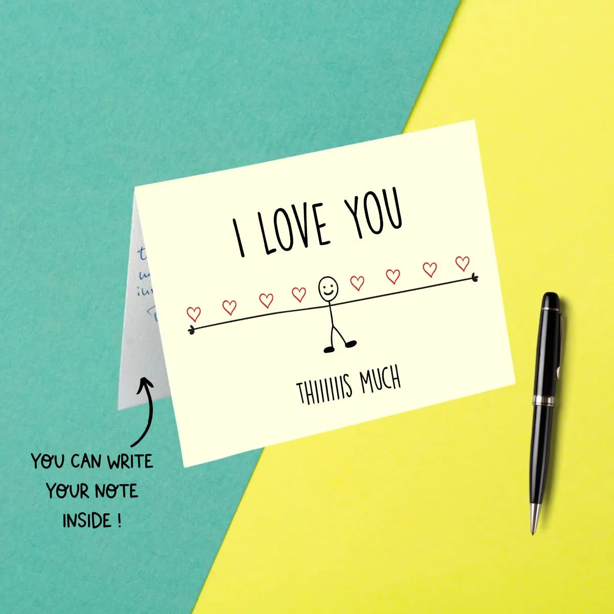 Love You This Much Stick Figure Greeting Card