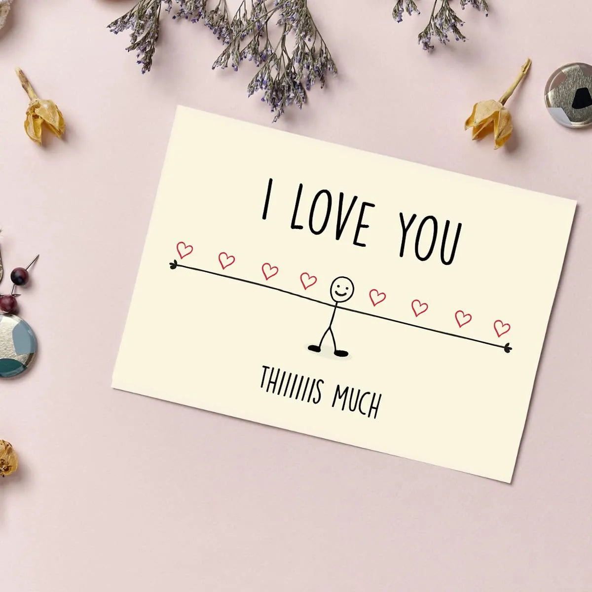 Love You This Much Stick Figure Greeting Card