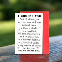 I Choose You Quote Romantic Greeting Card