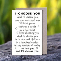 I Choose You Quote Romantic Greeting Card