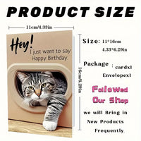 Pop-Out 3D Cheeky Cat Flap Birthday Card