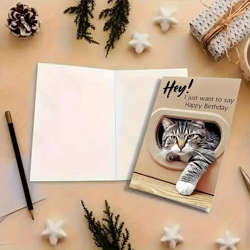 Pop-Out 3D Cheeky Cat Flap Birthday Card