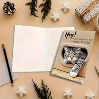 Pop-Out 3D Cheeky Cat Flap Birthday Card